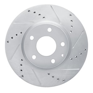 Mazda CX-5 Brake Rotor (1) - Front Right - R1 Concepts - Drilled & Slotted - Silver - `13-`19